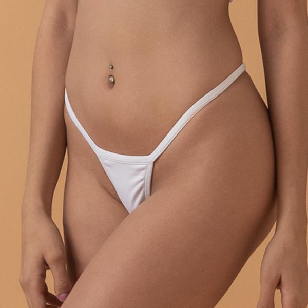 Angela - White Bikini Thong Bottom  The Bikini Block – The Bikini